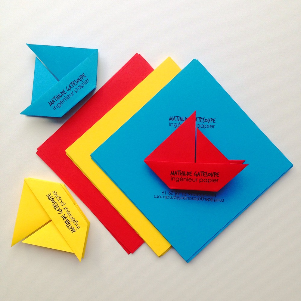 Carte Visite Origami Bateau Mise En Plis Mathilde Gatesoupe